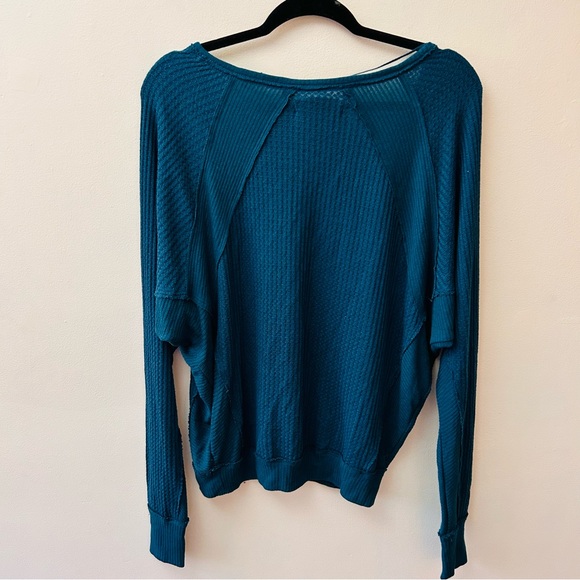 Free People Santa Clara teal V neck thermal top size XS - Picture 9 of 9